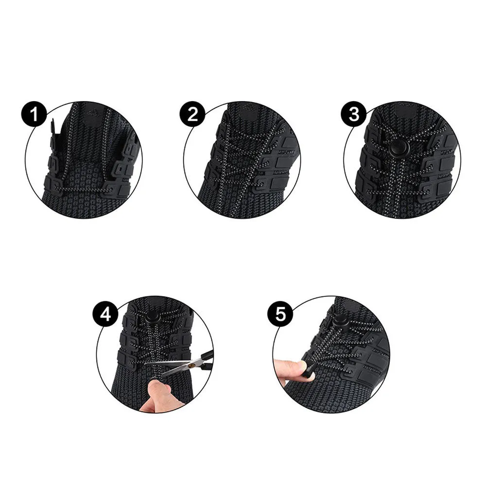 (1 pair) 120cm Elastic Quick Release No Tie Shoelaces Quick Lace System - Black