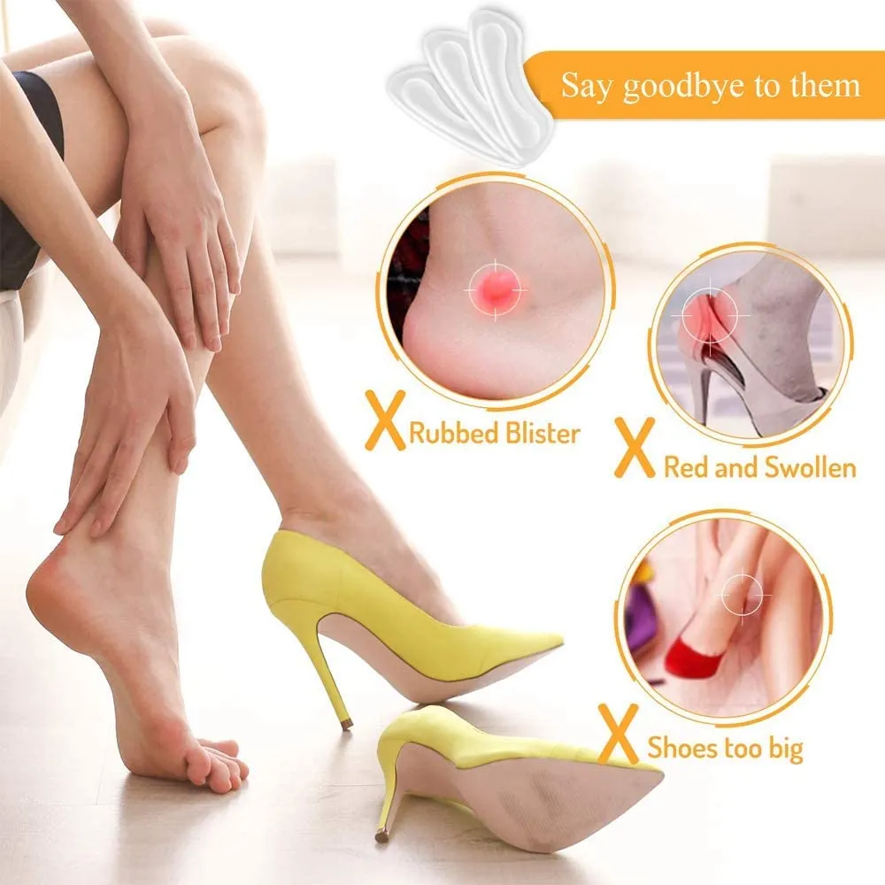 16Pcs Clear Heel Grips Shoes Too Big Set Heel Pads Thick Gel Shoe Liners Plus Shoe Wipe Protectors from Slipping Out and Rubbing Perfect for New Shoes