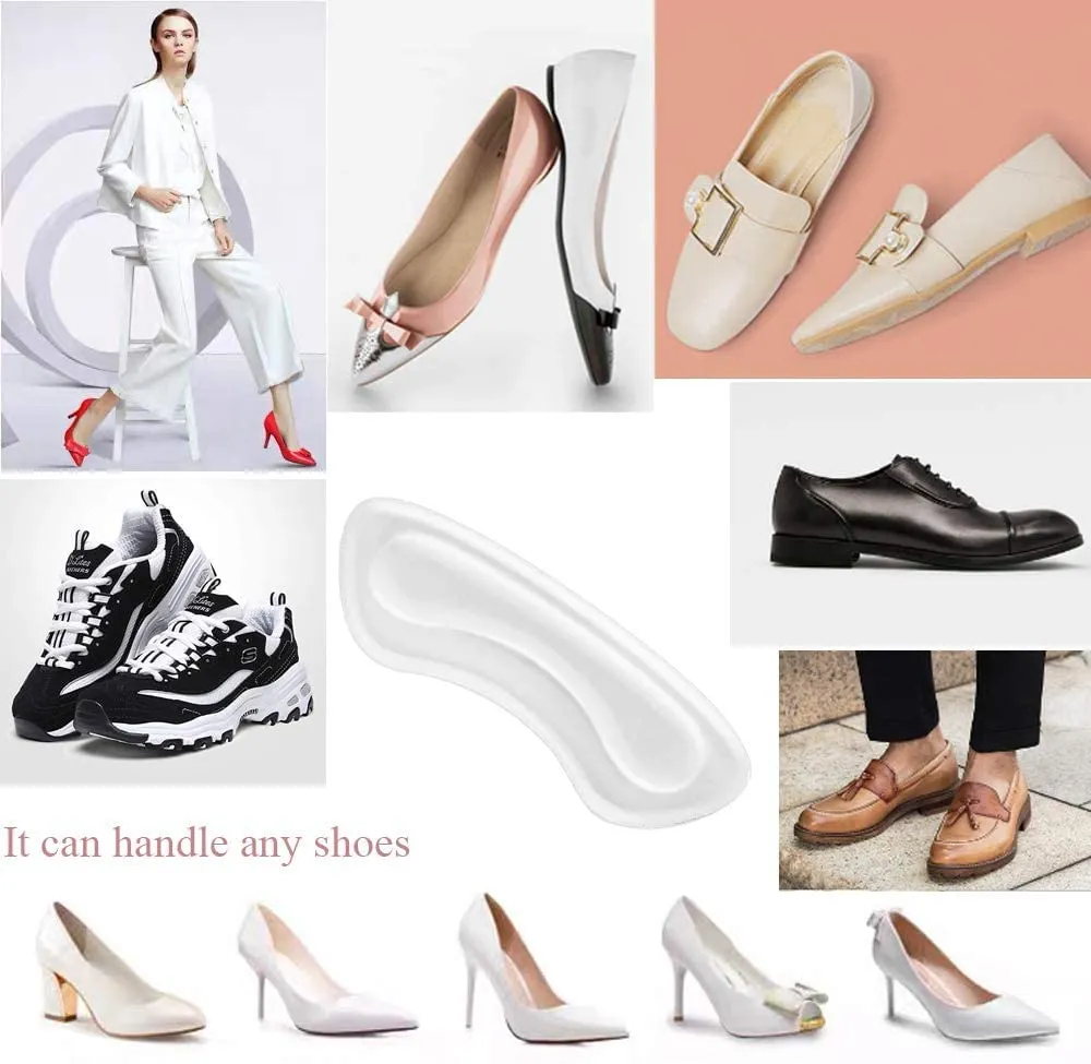16Pcs Clear Heel Grips Shoes Too Big Set Heel Pads Thick Gel Shoe Liners Plus Shoe Wipe Protectors from Slipping Out and Rubbing Perfect for New Shoes