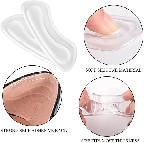16Pcs Clear Heel Grips Shoes Too Big Set Heel Pads Thick Gel Shoe Liners Plus Shoe Wipe Protectors from Slipping Out and Rubbing Perfect for New Shoes