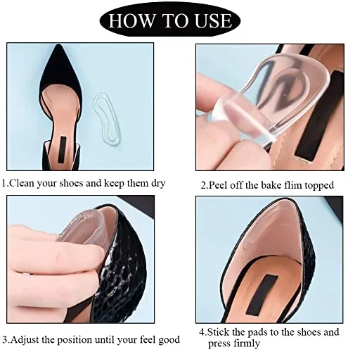 16Pcs Clear Heel Grips Shoes Too Big Set Heel Pads Thick Gel Shoe Liners Plus Shoe Wipe Protectors from Slipping Out and Rubbing Perfect for New Shoes