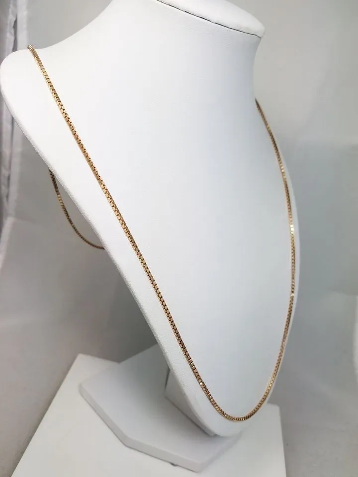 Bold 30" Solid 10k Yellow Gold Box Link Chain Necklace