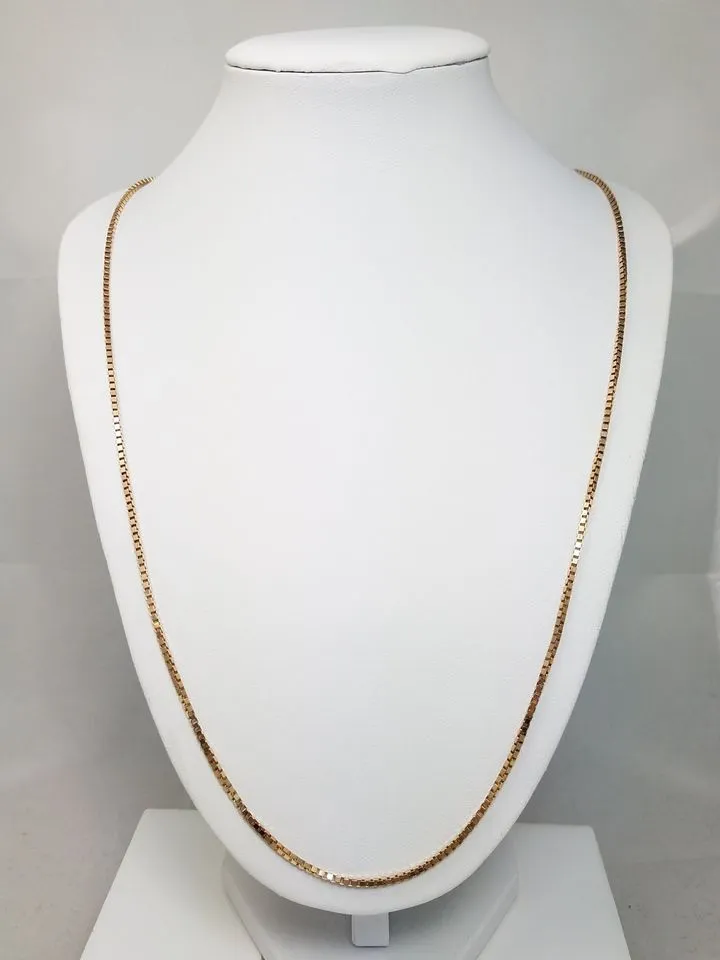 Bold 30" Solid 10k Yellow Gold Box Link Chain Necklace