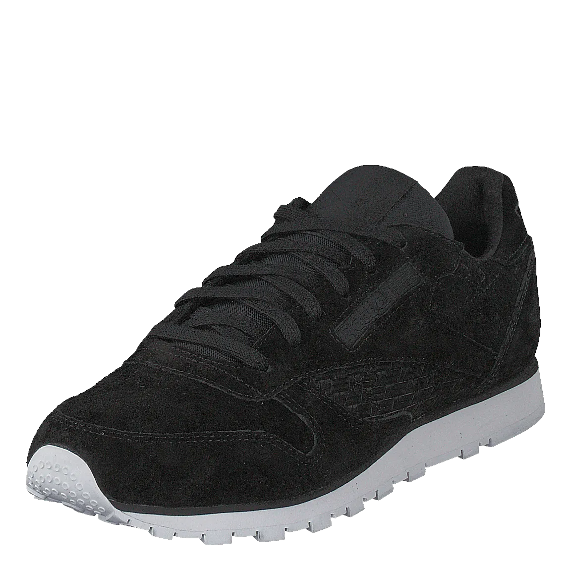 Cl Lthr Woven EMB Black/White