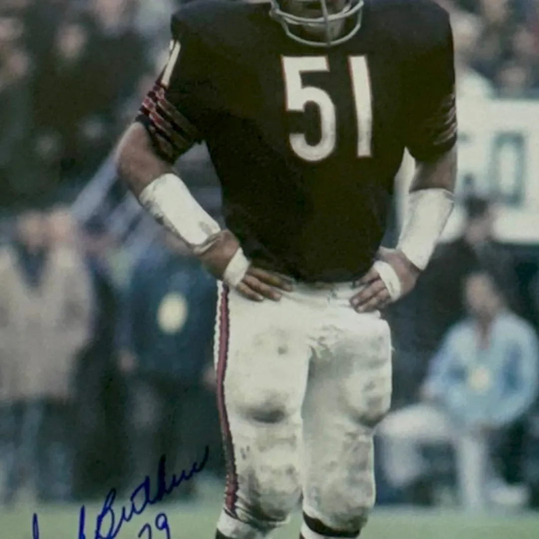 Dick Butkus HOF 79 Hand Signed & Framed Chicago Bears 8x10 Football Photo