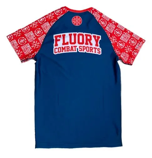 FLUORY RGF07 MUAY THAI BOXING MMA Training Rashguard T-Shirt S-XXXL Blue Red