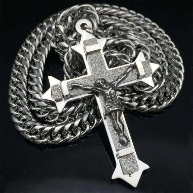Gold Tone Christian God Pendant Stainless Steel Necklace