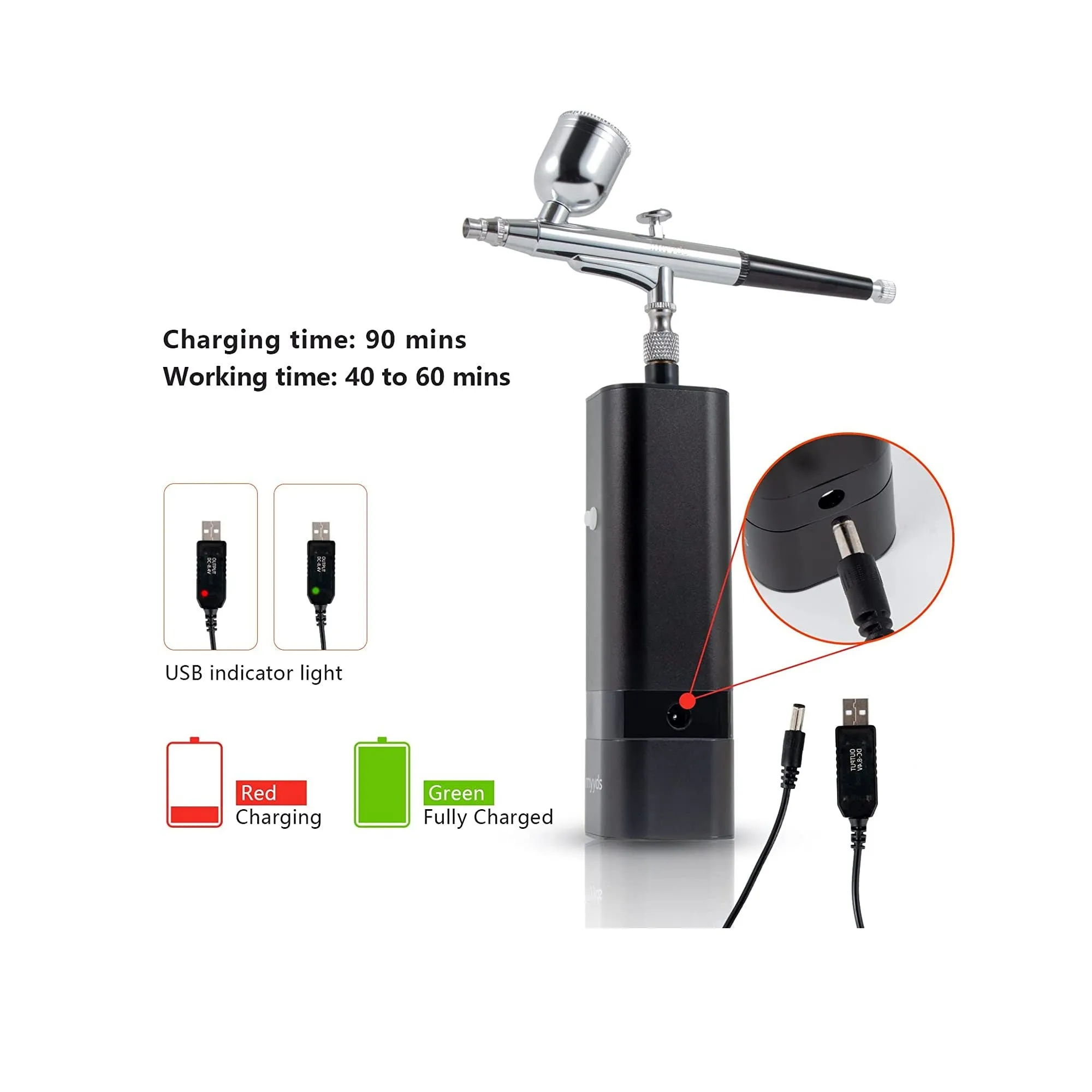 imyyds Airbrush Kit with Compressor | 32PSI High Pressure Cordless Airbrush Gun | Portable Dual Action Airbrush Compressor