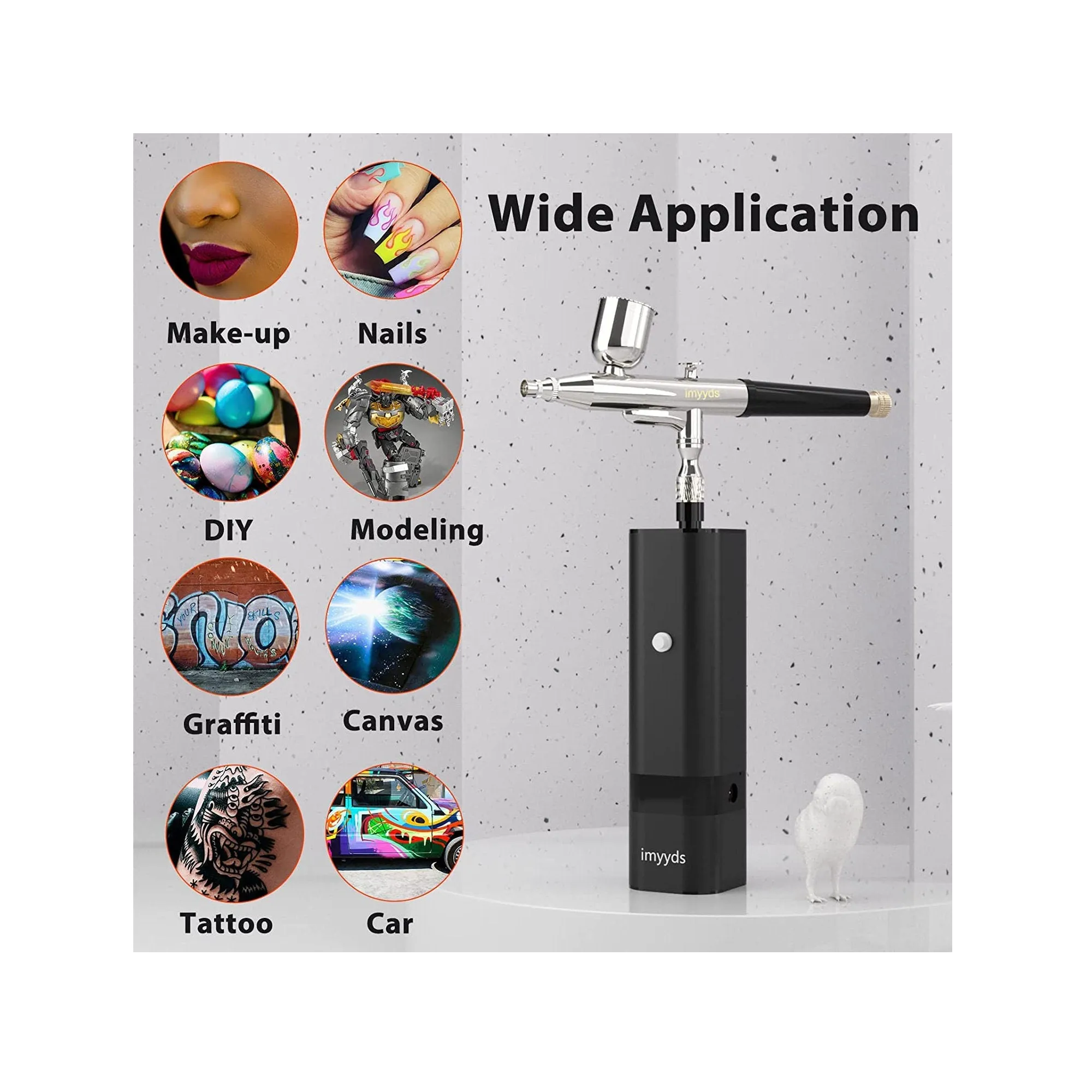 imyyds Airbrush Kit with Compressor | 32PSI High Pressure Cordless Airbrush Gun | Portable Dual Action Airbrush Compressor