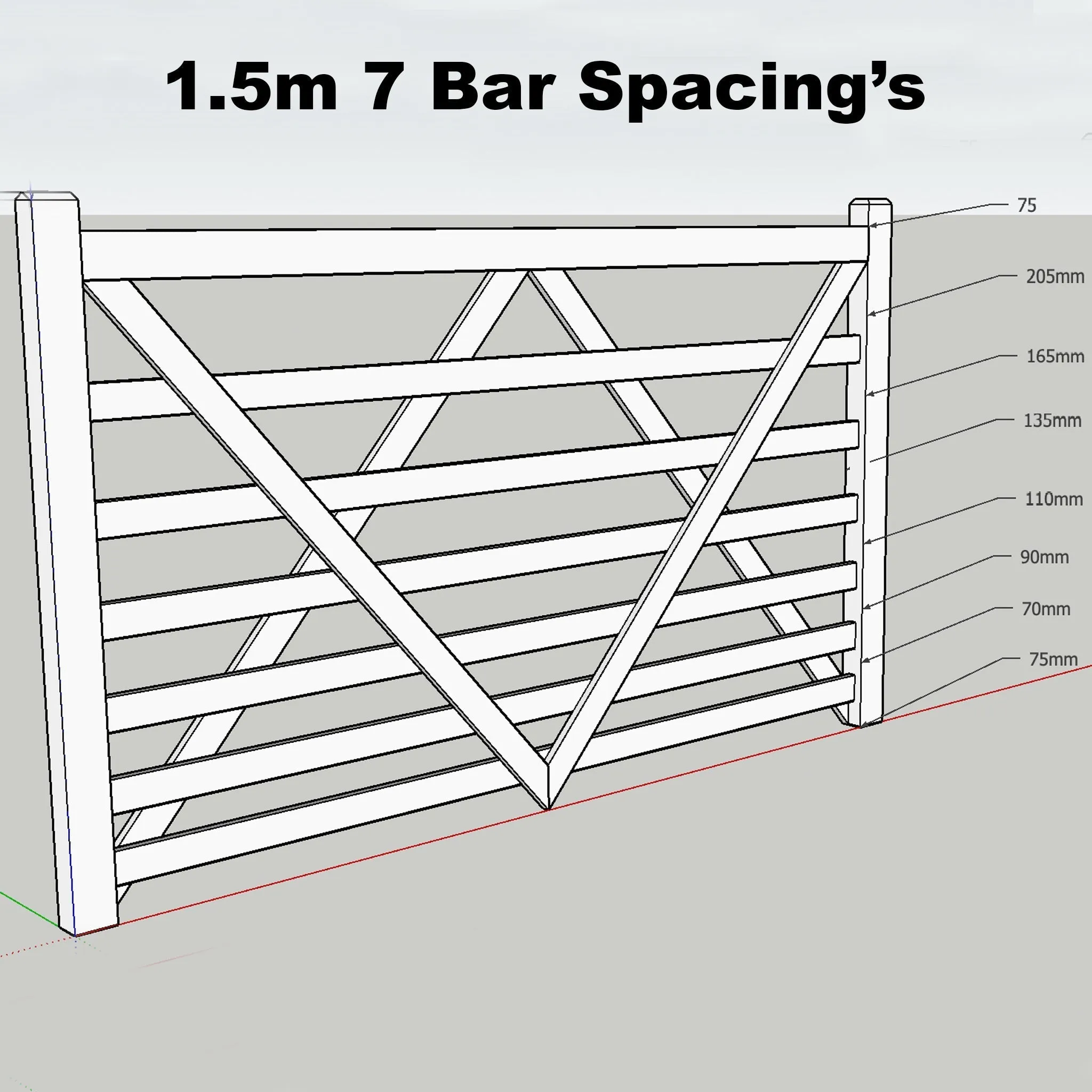 Iroko 5 Bar Entrance Gate