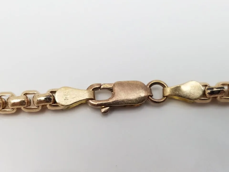 Jazzy 24.5" Solid 10k Yellow Gold Round Box Link Chain Necklace