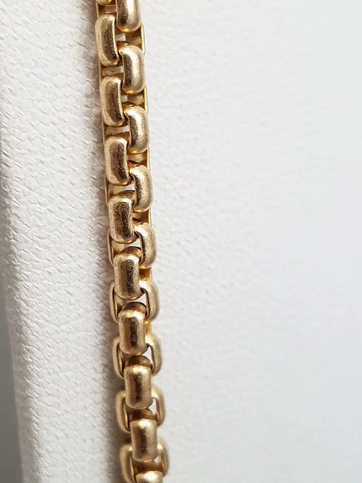 Jazzy 24.5" Solid 10k Yellow Gold Round Box Link Chain Necklace