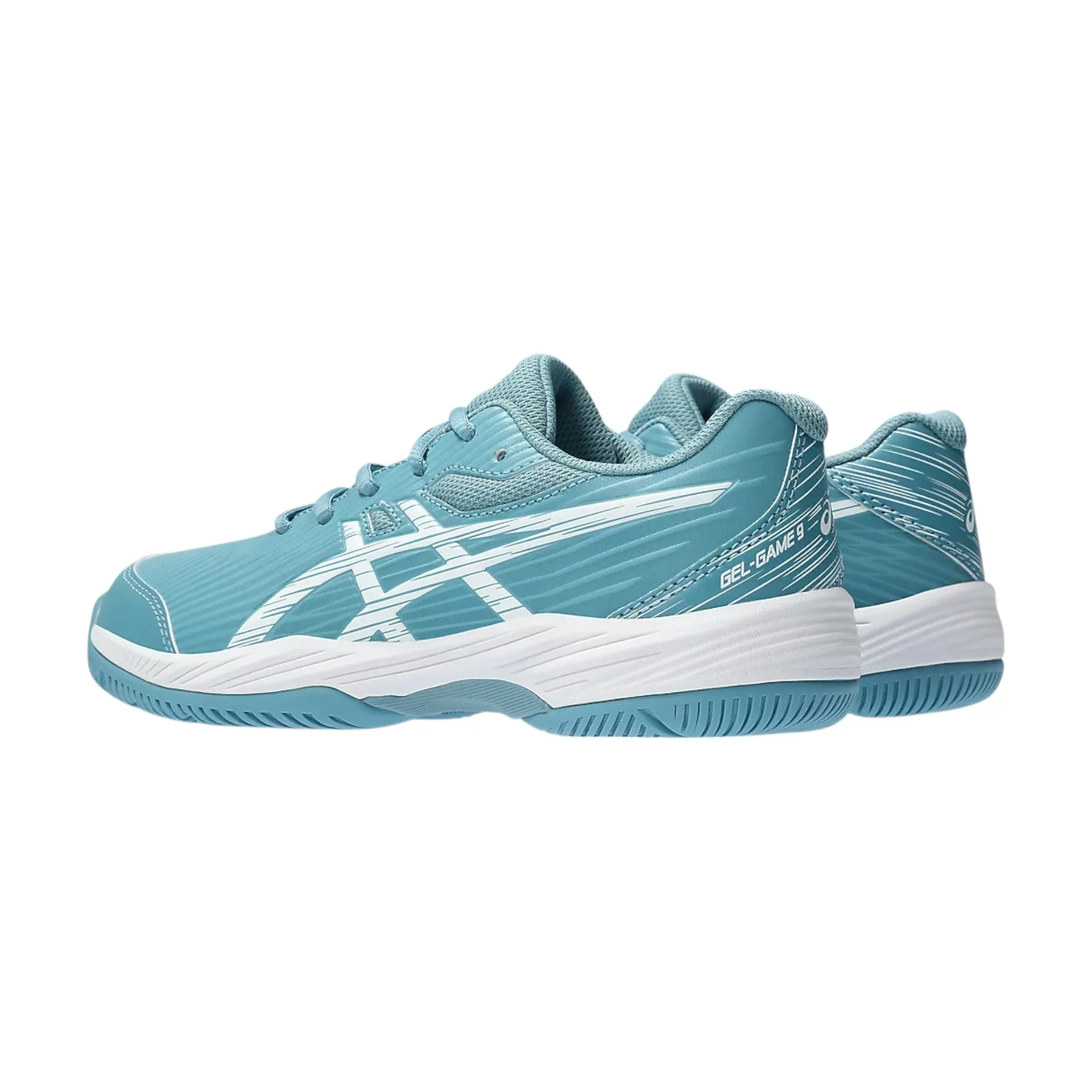 Kids Boys Asics Gel-Game 9 Shoes Gris Blue/White
