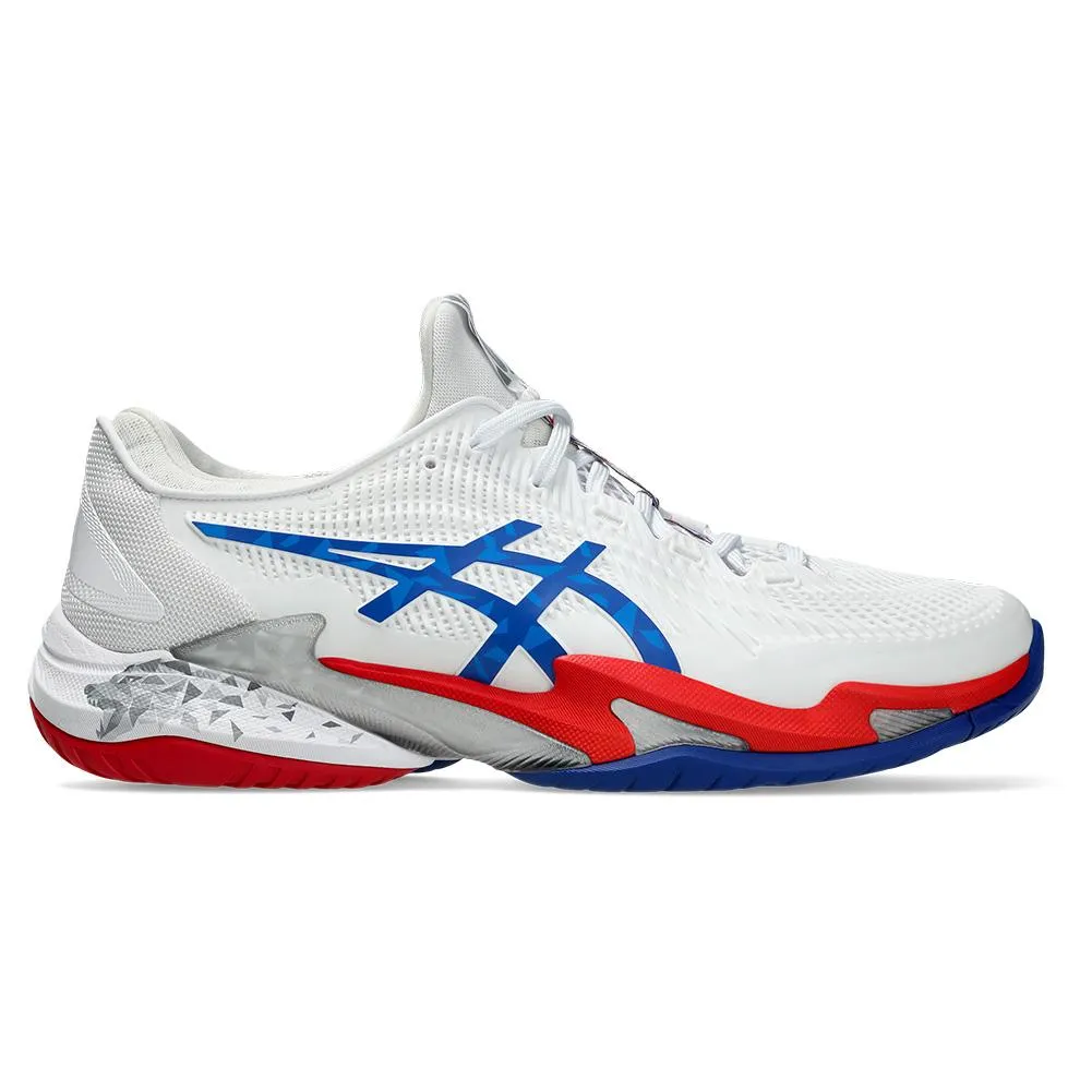Mens Court FF 3 Novak Tennis Shoes White and Asics Blue