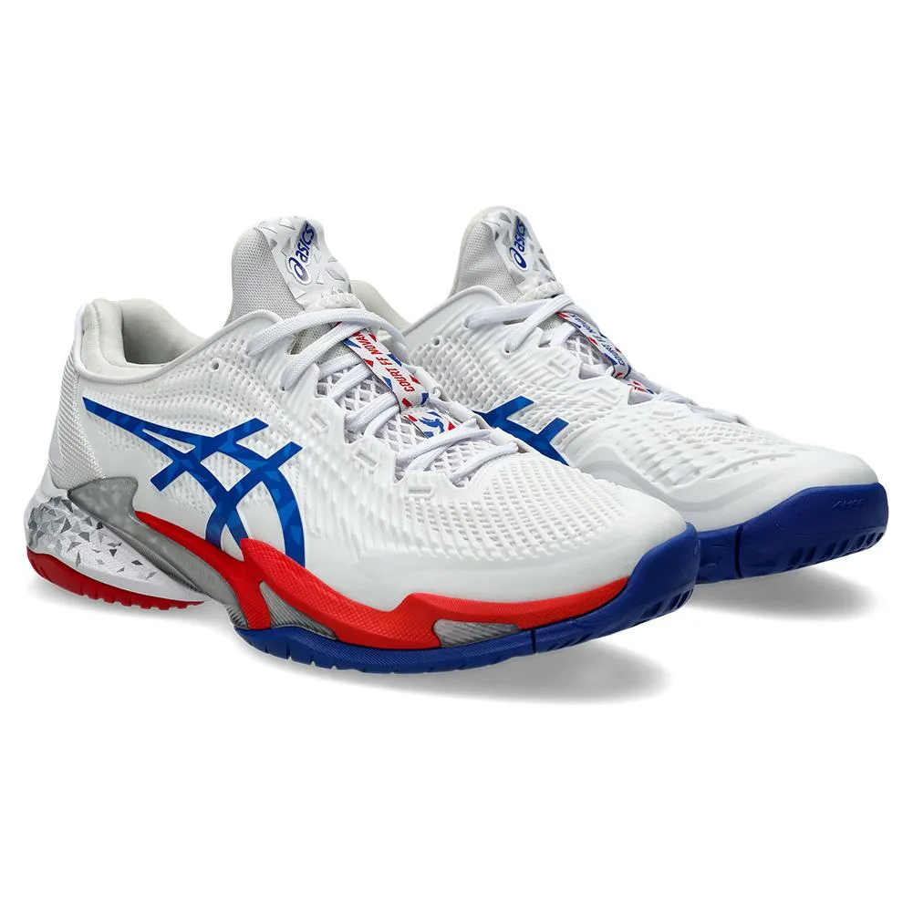 Mens Court FF 3 Novak Tennis Shoes White and Asics Blue