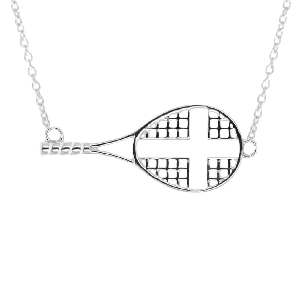 Mini Sideways Tennis Cross Necklace | Gold