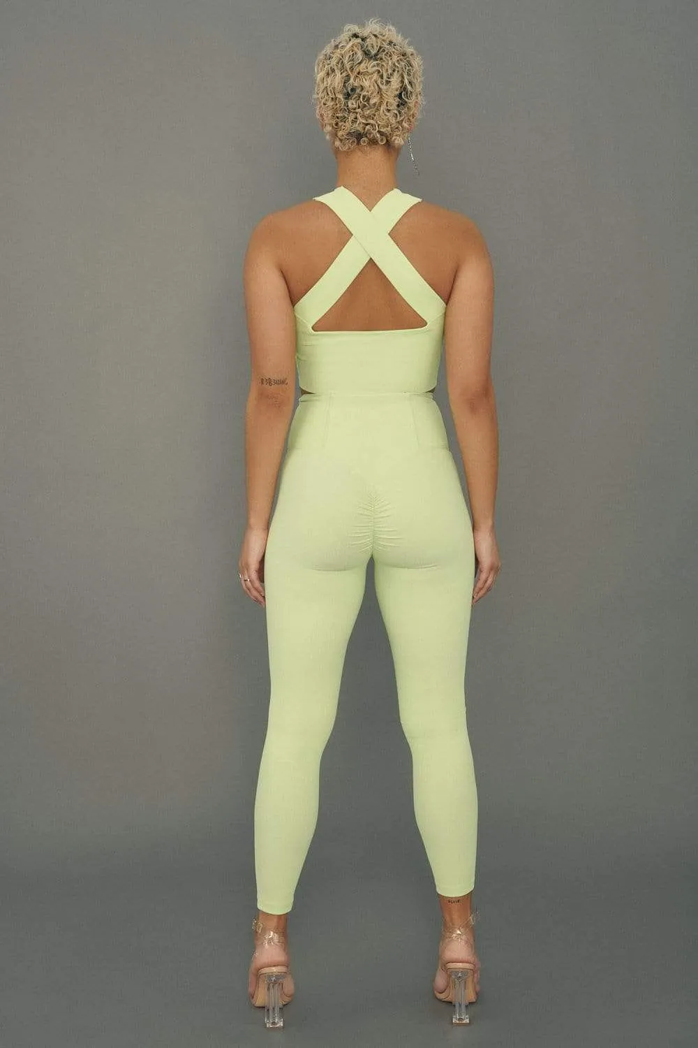 Move It Ribbed Corset Crop - Appletini