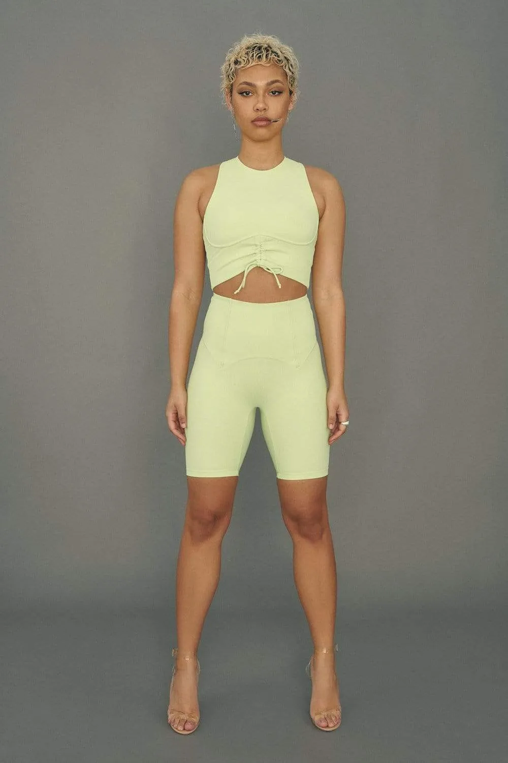 Move It Ribbed Corset Crop - Appletini
