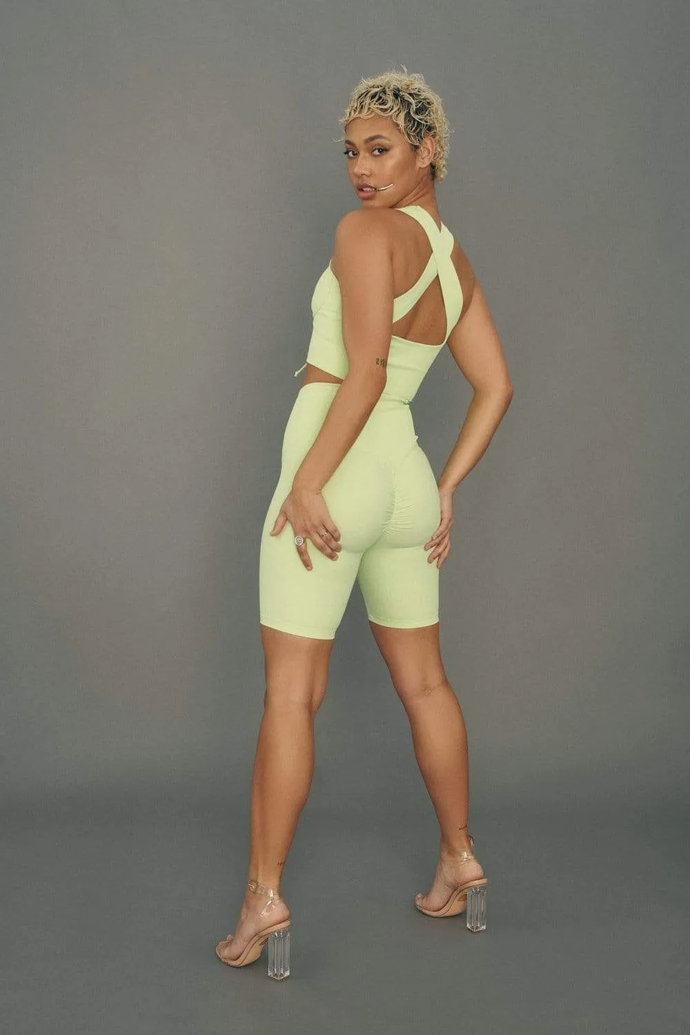 Move It Ribbed Corset Crop - Appletini