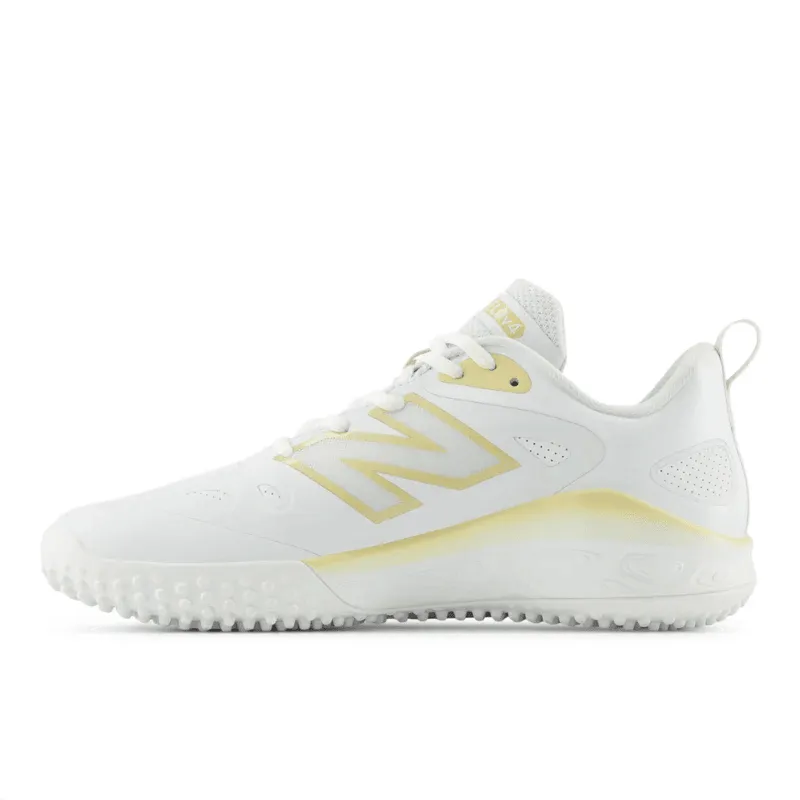 New Balance Women's Fresh Foam x Velo v4 Turf-Trainer Softball Shoes - White/Gold STVELOC4