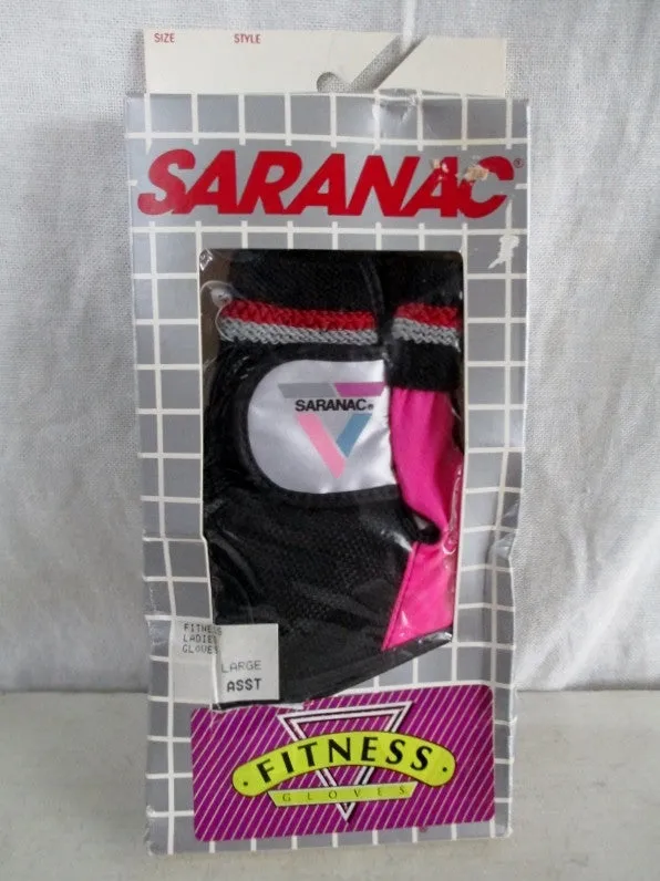 NEW Womens SARANAC Leather Workout Core Fitness Gloves L BLACK HOT PINK