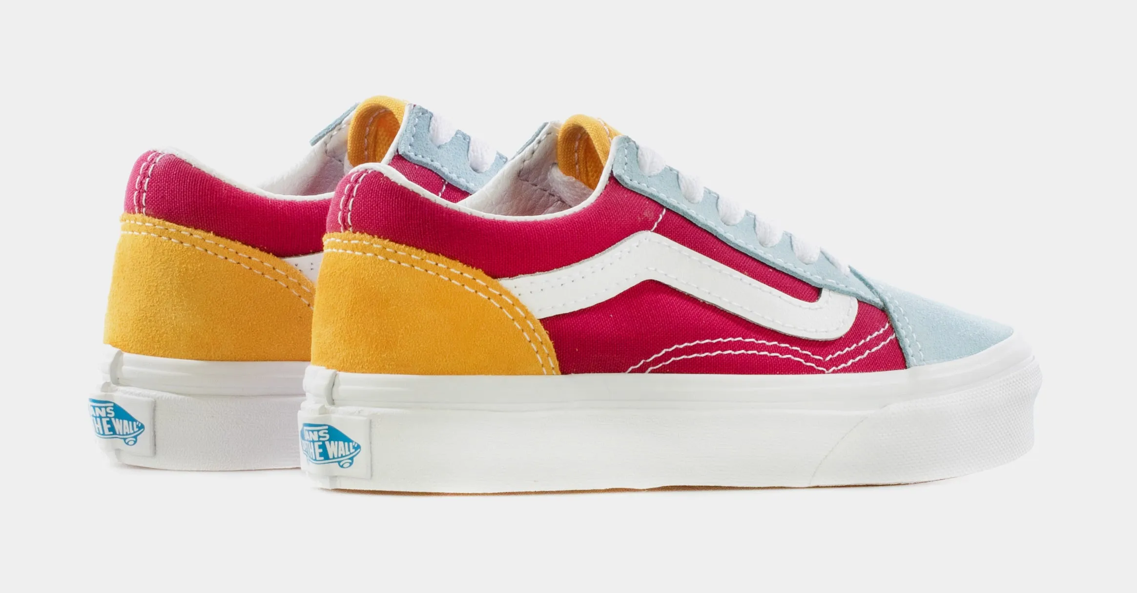 Old Skool Preschool Skate Shoes (Pink/Blue/Yellow)