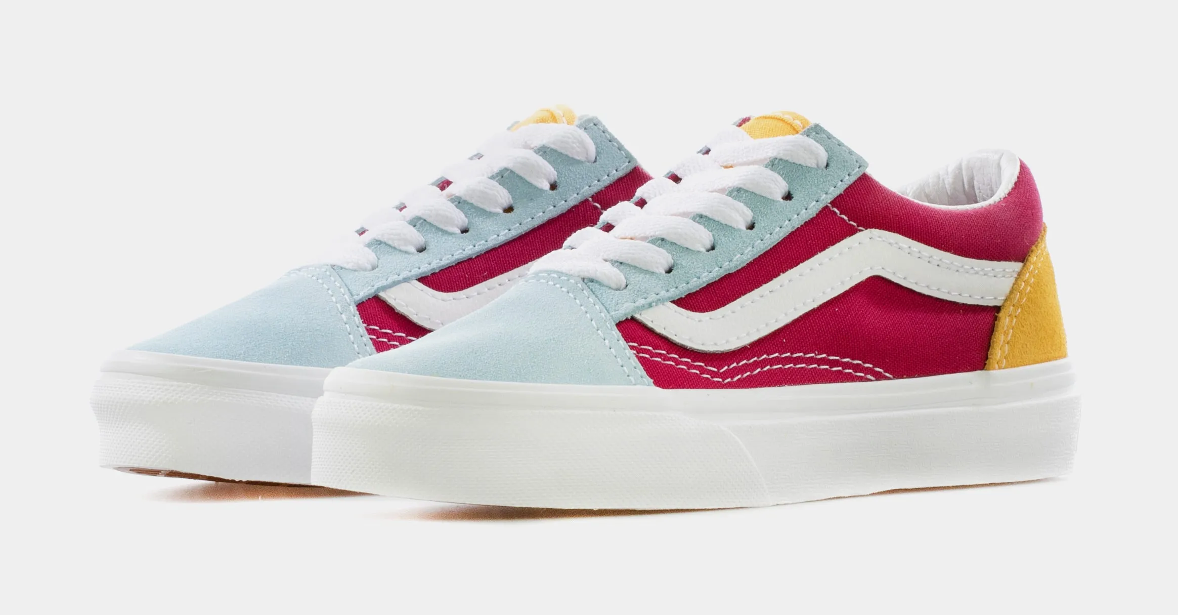 Old Skool Preschool Skate Shoes (Pink/Blue/Yellow)