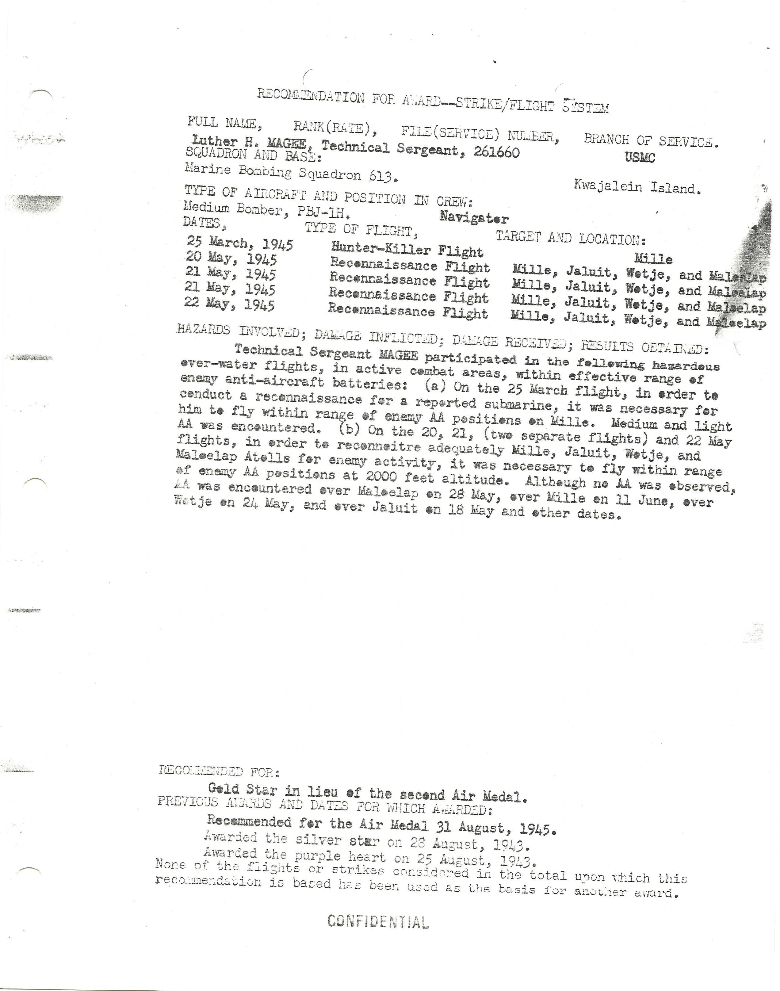Original U.S. WWII USMC Paramarine 1st Parachute Battalion Named Silver Star Grouping