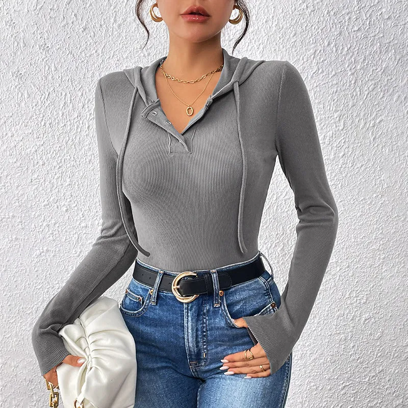 PEOPLETERRITORY   solid color slim fashion jumpsuit autumn and winter new hooded pit strips ins wind jumpsuit