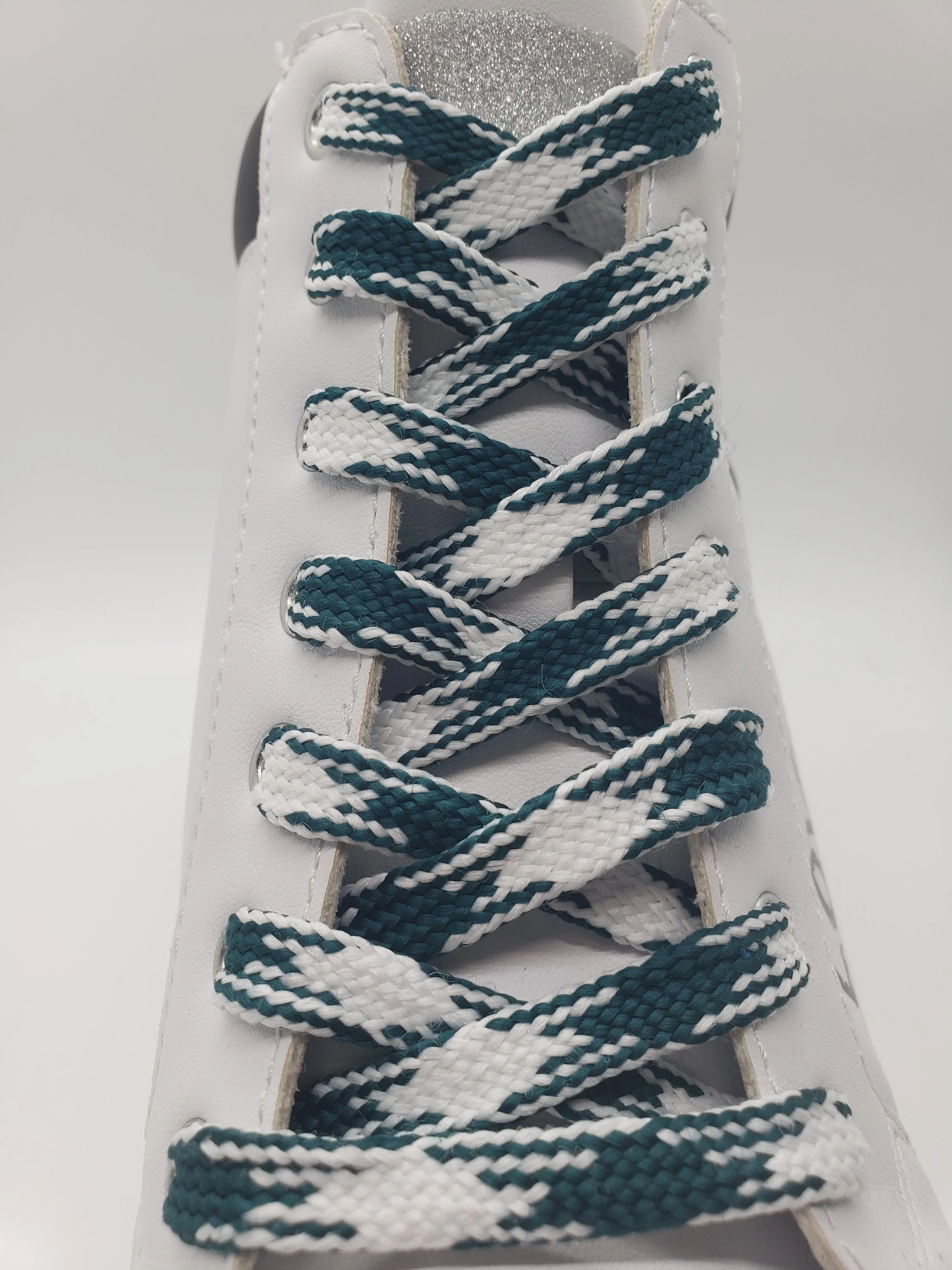 Premium Argyle Laces - Dark Teal and White