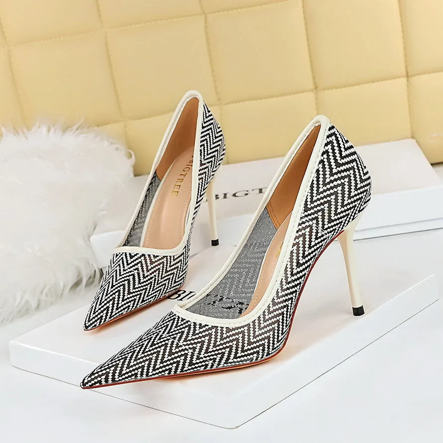 Sensual Webbed Lace Hollow Stiletto Heels Shoes