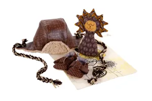 Sets / Boys - Caramel Criss-Cross T-Bar, Savanna Lion Rattle & Brown Aviator