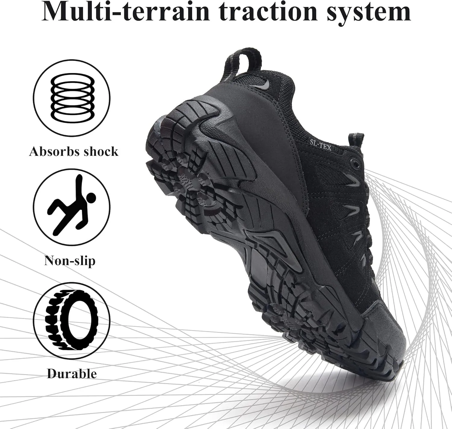 SHULOOK Men's Waterproof Hiking Shoes Lightweight anti Slip