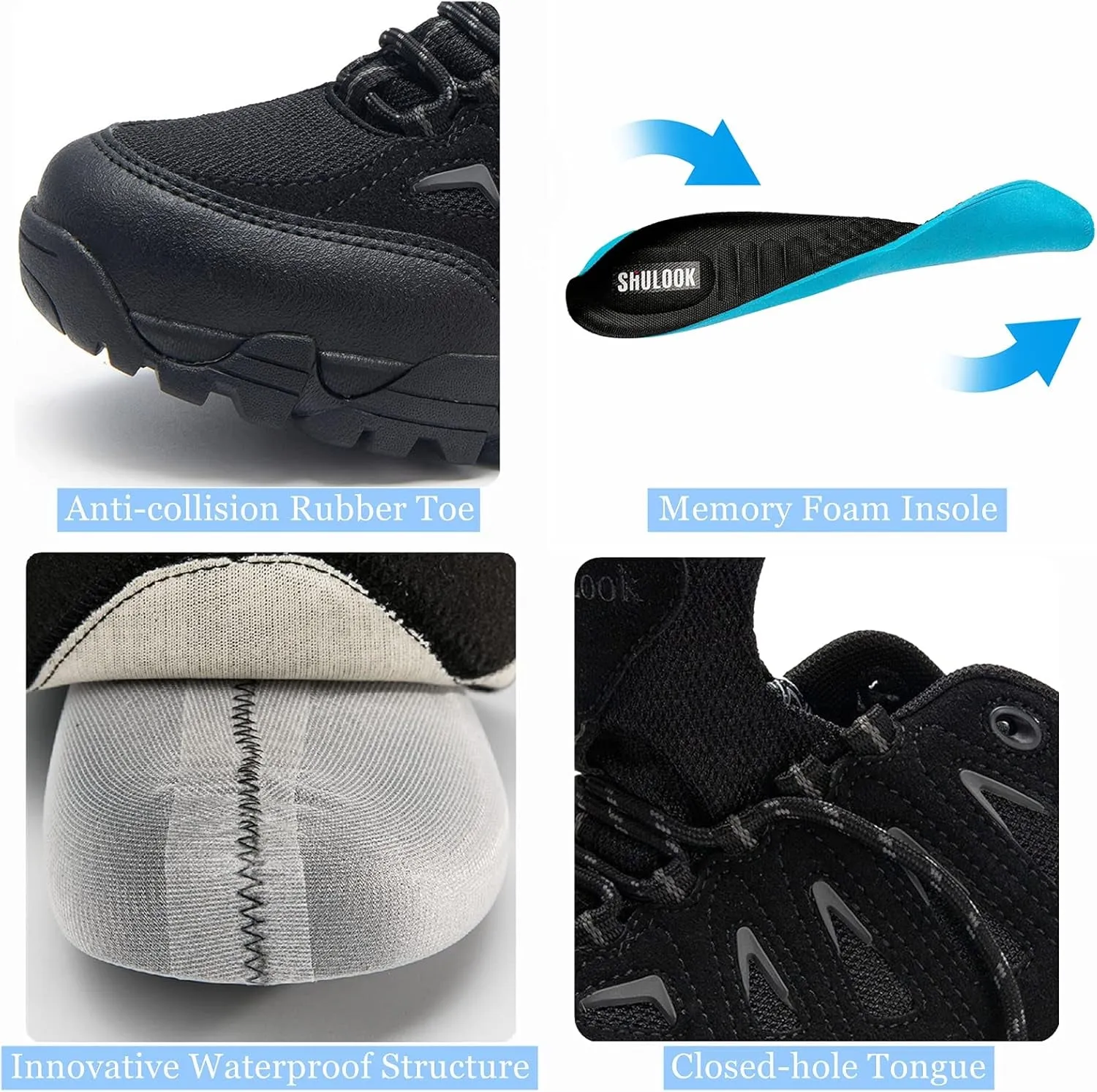 SHULOOK Men's Waterproof Hiking Shoes Lightweight anti Slip