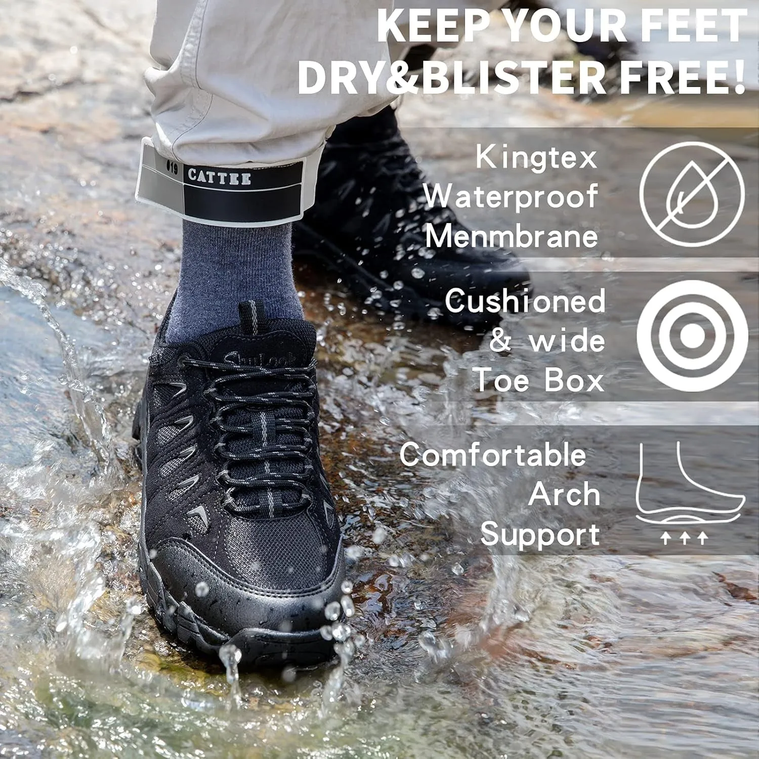 SHULOOK Men's Waterproof Hiking Shoes Lightweight anti Slip