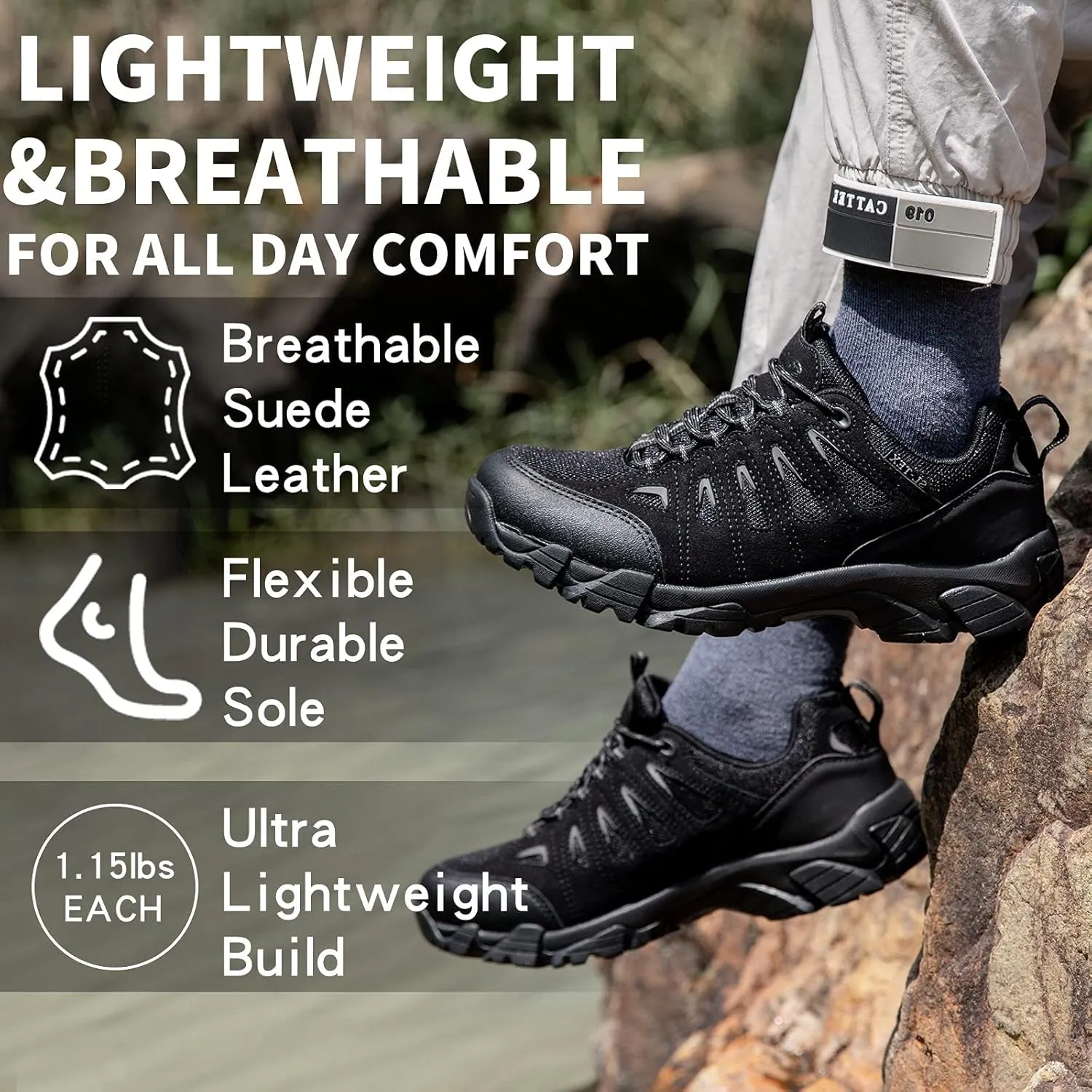 SHULOOK Men's Waterproof Hiking Shoes Lightweight anti Slip