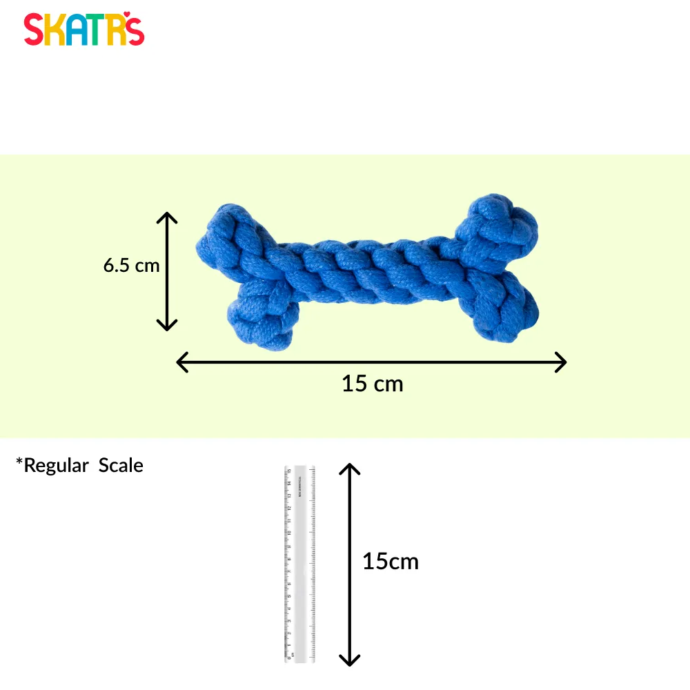 Skatrs Bone Shaped Rope Chew Toy for Dogs and Cats (Royal Blue)