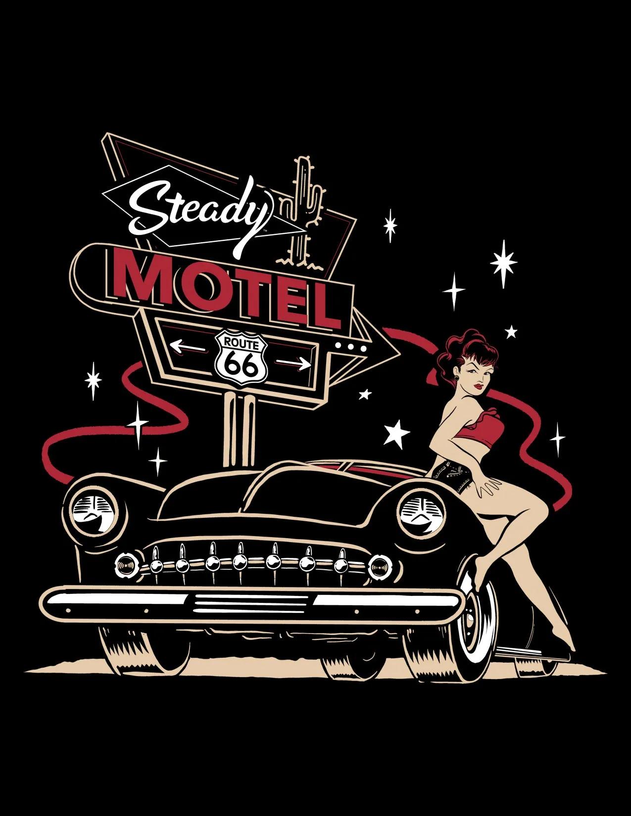 Steady Motel 66 Women's Tee in Black