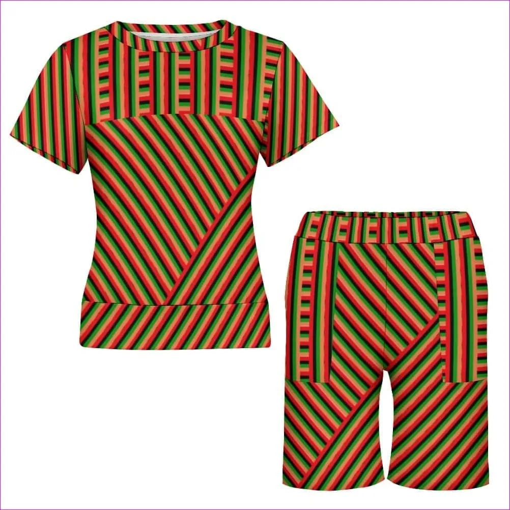 Striped Galore Short Sleeved Shorts Set