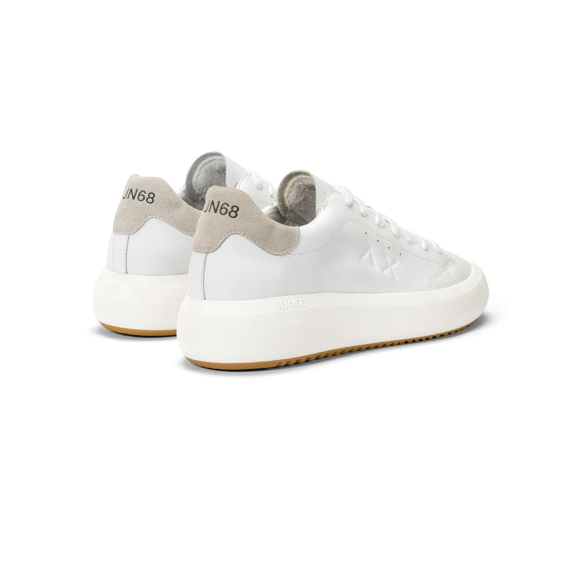 SUN68 BIG BOY LEATHER WHITE SNEAKERS FOR MEN