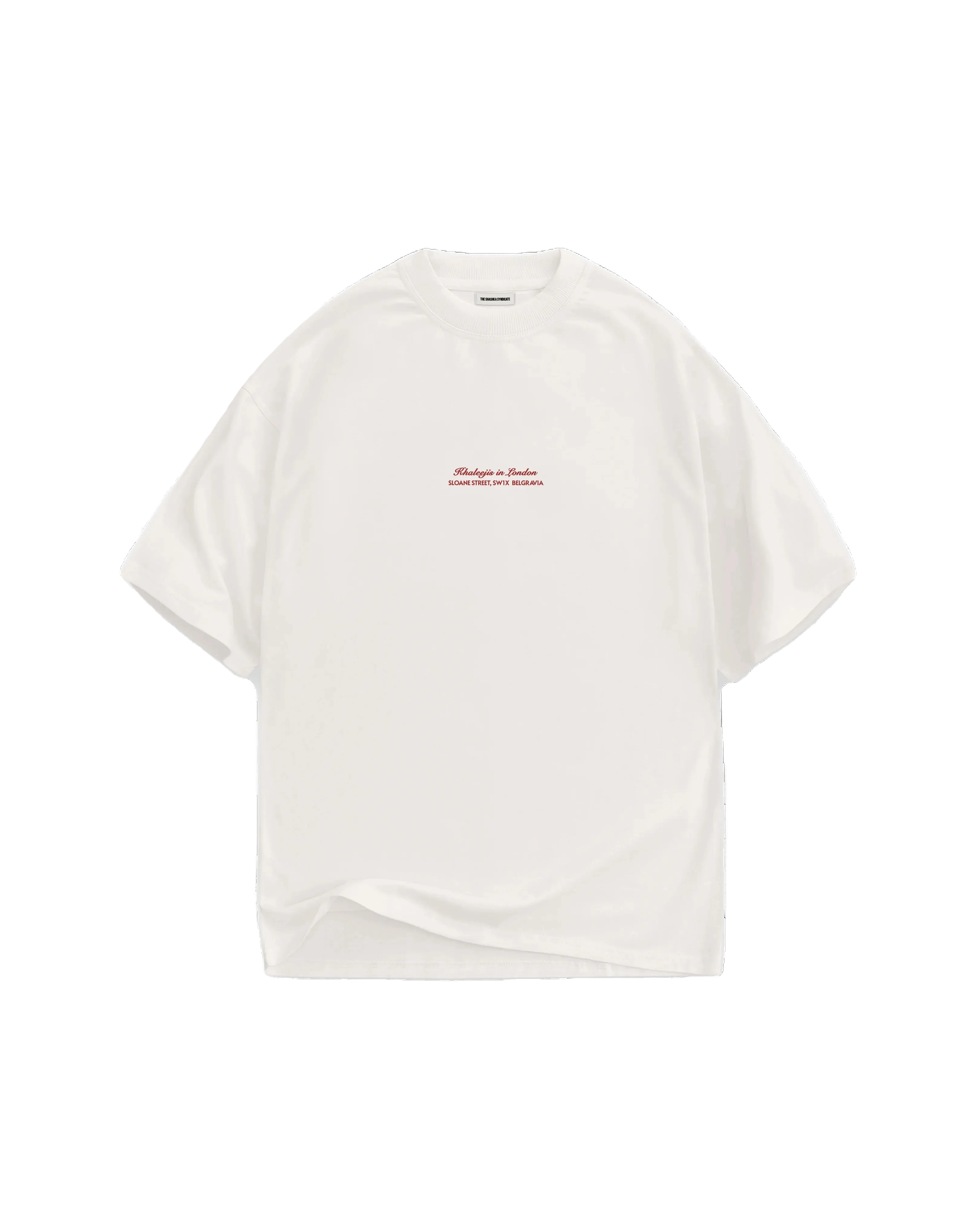 TSS Khaleejis In London Interlock Heavy Tee Red on Cream