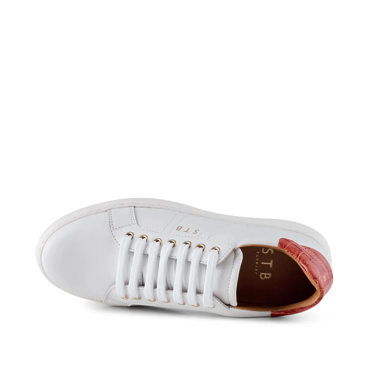 Vinca sneaker leather - WHITE/ RED