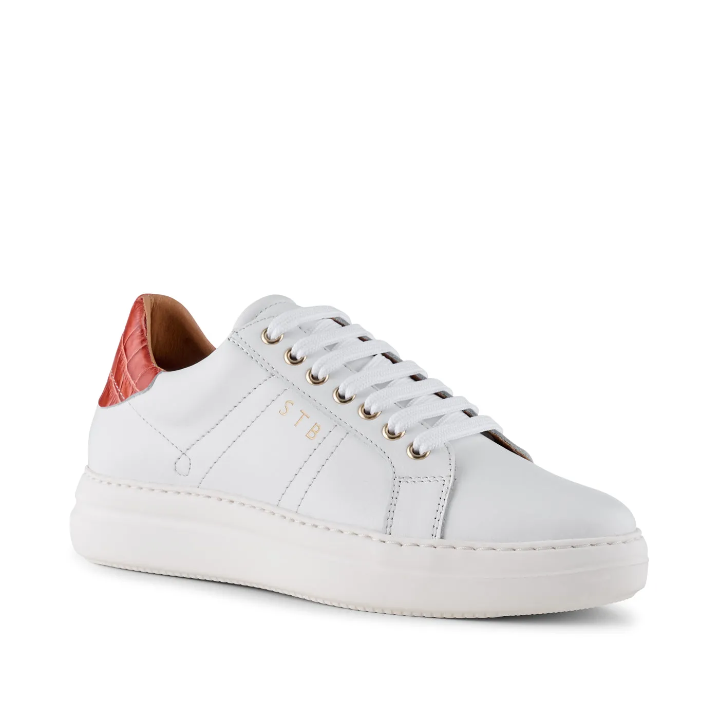 Vinca sneaker leather - WHITE/ RED