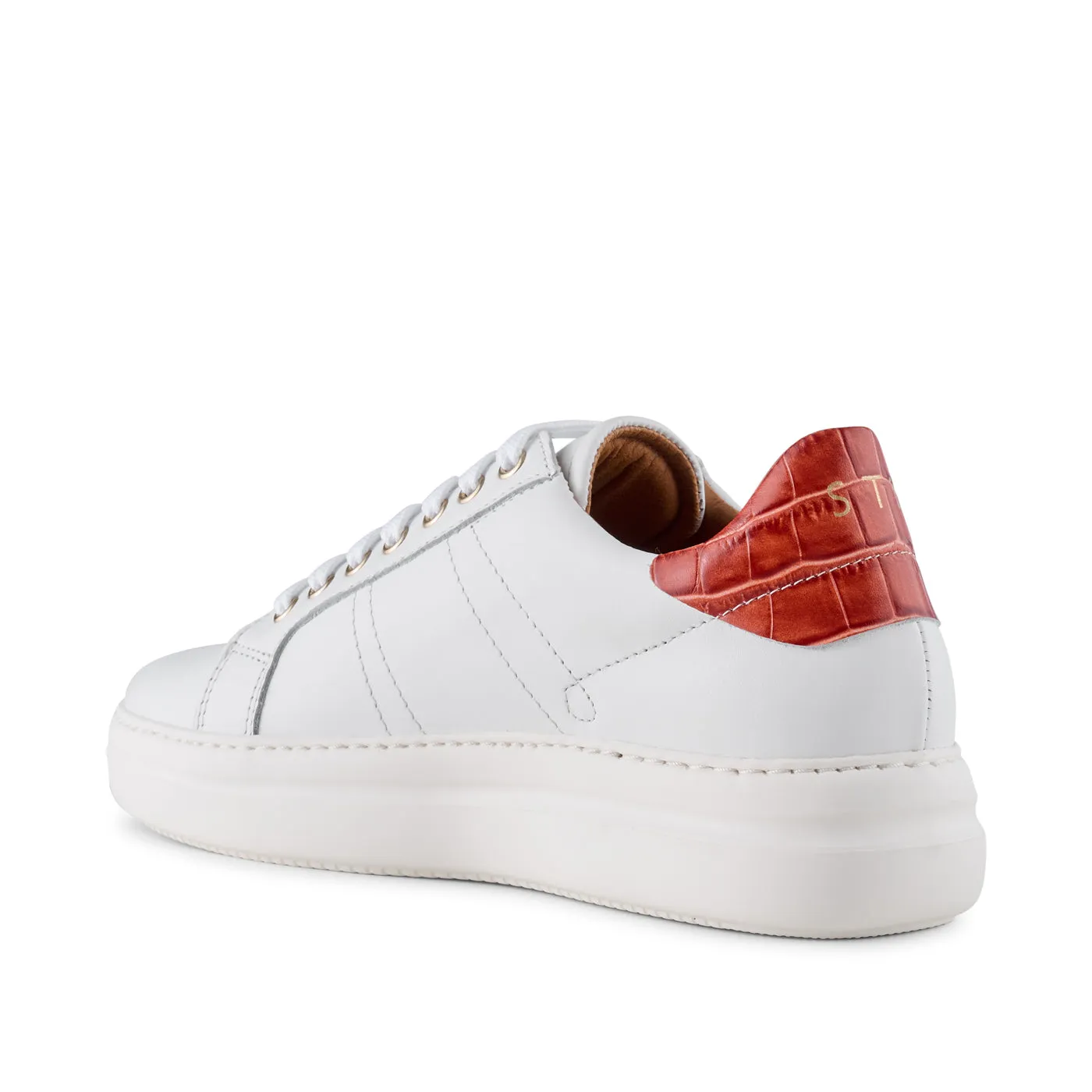 Vinca sneaker leather - WHITE/ RED