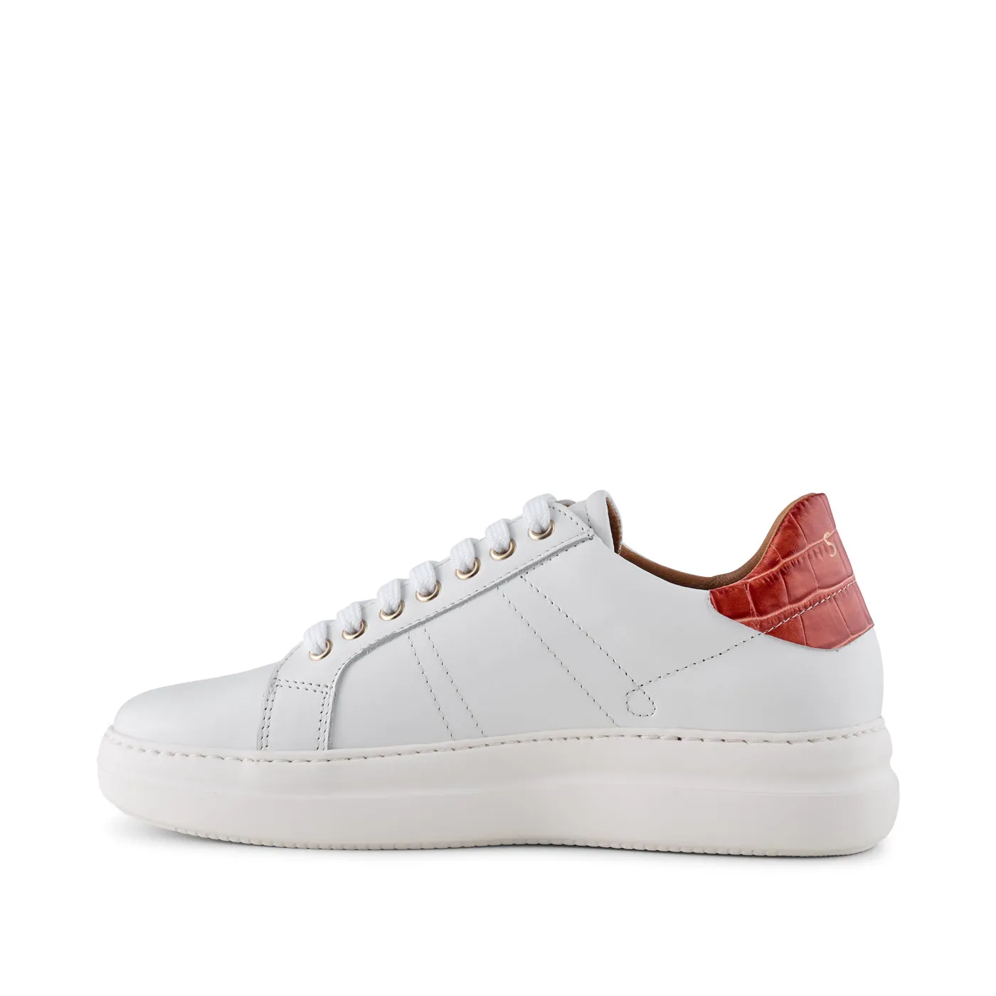 Vinca sneaker leather - WHITE/ RED
