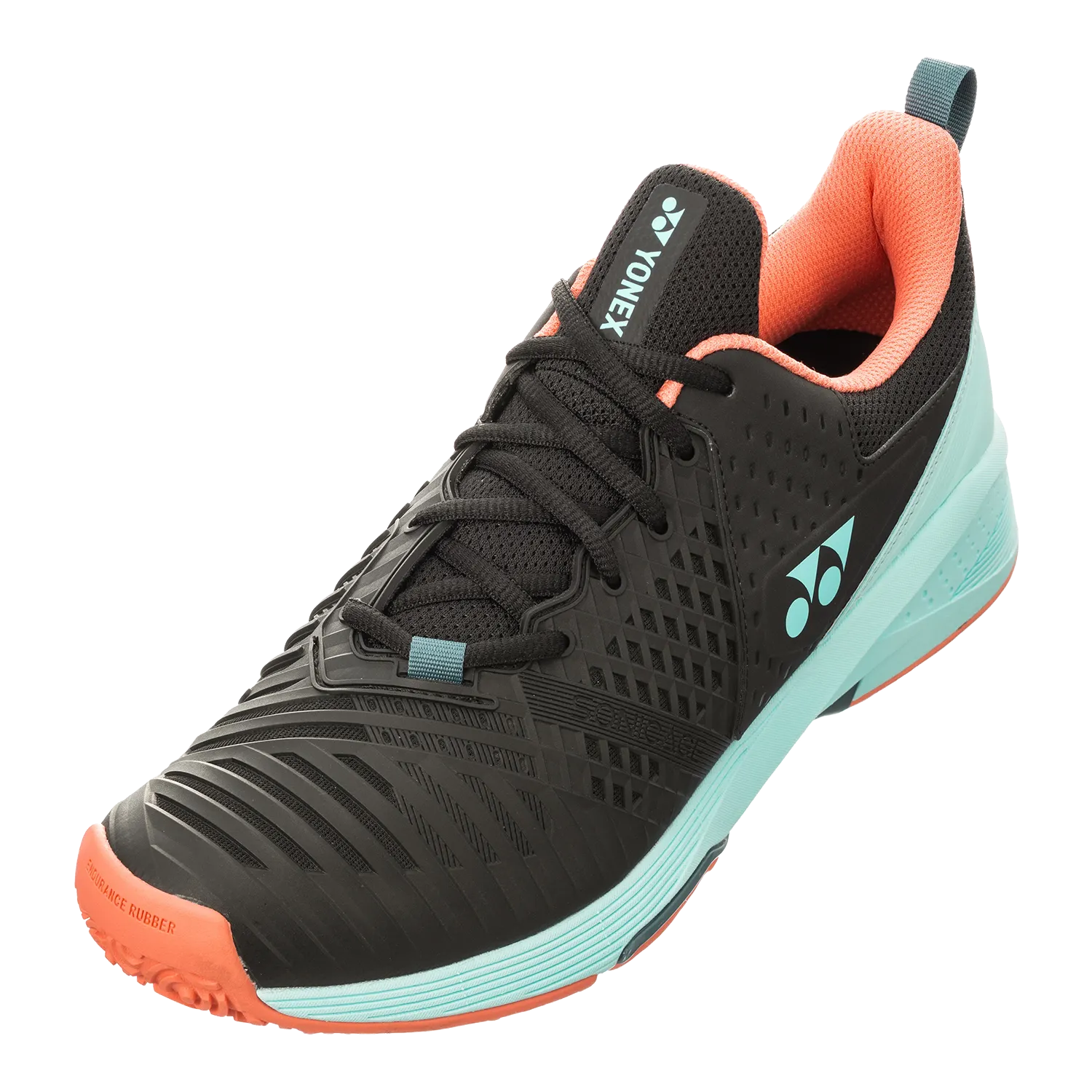 Yonex Men's Power Cushion Sonicage 3 Clay Tennis Shoes in Black/Sky Blue