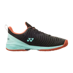 Yonex Men's Power Cushion Sonicage 3 Clay Tennis Shoes in Black/Sky Blue