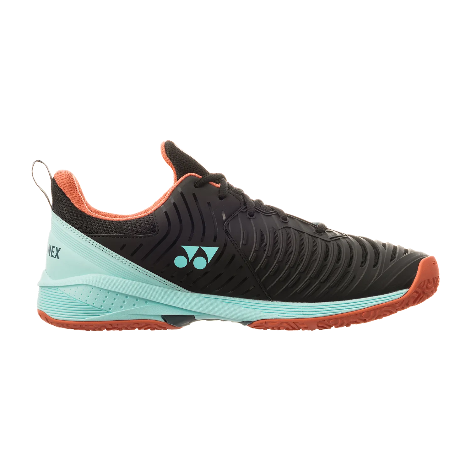 Yonex Men's Power Cushion Sonicage 3 Clay Tennis Shoes in Black/Sky Blue